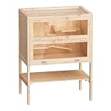 Wiltec 3 Etagen Nagerkäfig, 600 x 400 x 800 mm, aus Holz, mit klappbarem Deckel...