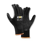 texxor 12 Stück Polyester-Strickhandschuhe 2425, Latex, Packung, schwarz, 10/XL