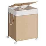 SONGMICS HOME Wäschekorb 2 Fächer, Wäschesammler 100 L, Wäschesortierer auf...