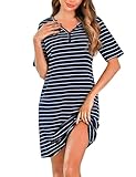 Bresdk Nachthemd Damen Sleepshirt Kurzarm Baumwolle Sommer Nachtwäsche für...