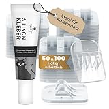 VAYPET® 50 Klebehaken transparent & Silikonkleber [30ml] zur Befestigung vom...