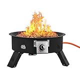 Onlyfire Tragbare Gas-Feuerstelle mit 4kg Lavastein, Ø 49 cm Outdoor...