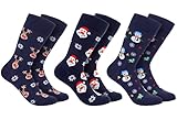 BRUBAKER 3 Paar Weihnachtssocken - Lustige Socken für Damen und Herren -...