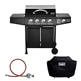 TAINO BASIC BBQ Gasgrill Grillwagen Edelstahl-Brenner + Seitenkocher Grill...