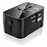 Reiseadapter Weltweitr,Universal Reisestecker mit USB und USB C 2.4A...