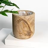 DARO DEKO Holz Blumentopf braun rund Topf A 19 x 20cm mit Einsatz Pflanz-Topf...