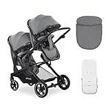 hauck Atlantic Twin, Melange Grey - Zwillingskinderwagen ab Geburt bis 15 kg je...