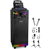DSP Bluetooth Karaoke Maschine mit 2 Mikrofonen, 2 × 10' woofer Tragbare...