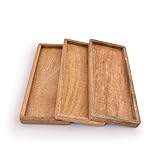 Samhita Servierplatte aus Mangoholz mit erhöhtem Rand – 3er-Set zur...