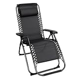 Spetebo Relaxsessel mit Kopfkissen aus Textil Gewebe 178 x 65 cm - anthrazit -...