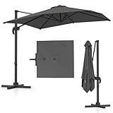 COSTWAY Sonnenschirm rechteckig 250 x 250 cm, großer Ampelschirm mit Kurbel,...