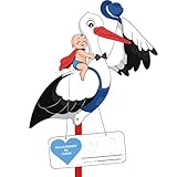 Klapperstorch Set zur Geburt Baby,81cm hoch Babystorch,Großer niedliche Holz...