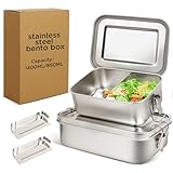 Awaiymi 304 Edelstahl Lunch Box und Lebensmittelbehälter mit Deckel 2 Pack...