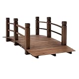 Outsunny Gartenbrücke Holzbrücke Holzsteg Teichbrücke Zierbrücke mit...