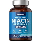 Vitamin B3 Niacin 500mg | Hochdosiert Nicotinamid | 90 Vegane Kapseln | Flush...