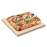 Chef Pomodoro Pizzastein – Pizzastein für Backofen & Gasgrill - Pizza Stein aus Hogvertigem Cordierit für Pizza & Flammkuchen mit knusprigen Boden – Pizzastein Rechteckig, 38cm x 30,5cm