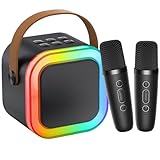 CUTEEEE Karaoke Maschine Kinder mit 2 Mikrofonen kabellos, Bluetooth Mikrofon...