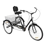 Mqwdxzfes 24 Zoll Dreirad für Erwachsene, 7-Gang 3-Rad Einkaufsdreirad mit...