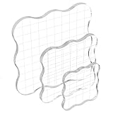 3 Stück Stempelblock Set, 5/7,5/10cm Clear Stamp Block mit Raster Acrylblock...