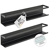 LIKAYA® Gewürzregal 2er Set – Schwarzes Metallregal für Gewürzgläser,...
