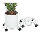 Relaxdays Pflanzenroller, 2er Set, Ø 32 cm, Blumentopfuntersetzer mit Rollen,...
