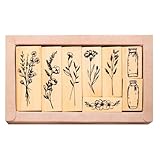 Wenrescry 8 Stempel Holz blumen Set,holzstempel blumen– Vintage Blumen und...