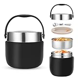 1200ml Thermobehälter für Essen Thermoschüssel mit Deckel Lunchbox Thermo Zur...
