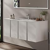 BRIDGE BENO Badmöbel Set mit Waschbecken & Unterschrank | Waschtisch 120 cm, 4...
