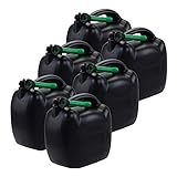 6x Benzinkanister 20L schwarz Kunststoff mit Einfüllschlauch grün,...