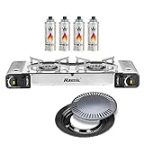 Mianova Campingkocher Doppel Gaskocher 2 flammiger Shisha Anzünder Grill...