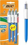 BIC 4 Farben Kugelschreiber Set 4 Colours Original, 3er Pack, Ideal für das...
