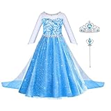 ACWOO ELSA Kostüm Mädchen, ELSA Kinder Prinzessin Kleid 6-teiliges Set mit...