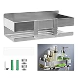 TETEWEVER 1 Stück Duschablage Ohne Bohren Edelstahl Duschregal mit 2 Haken...