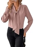 BLENCOT Damen Bluse Langarm Hemdbluse Elegant V-Ausschnitt Casual Tunika Hemd...