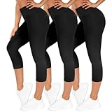 TNNZEET 3er Pack Capri Leggings Damen 3/4 für Sport, 7/8 Leggins High Waist...