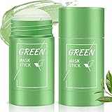 2 Pack Green Mask Clay Stick, Grüner Tee Mask, Deep Cleansing Smearing Mask,...