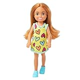 Barbie Chelsea-Puppe - 15 cm große Puppe mit Herzmuster-Kleid, blondem Haaren...