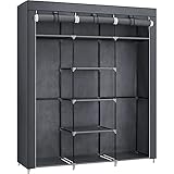 SONGMICS Kleiderschrank, Faltschrank, Stoffschrank, faltbare Garderobe mit 2...