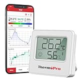 ThermoPro TP357 80m Bluetooth Hygrometer Innen Raumthermometer Digital mit APP...