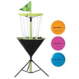 Franklin Sports Disc Golfkorb + Scheiben Set - Tragbarer Disc Golf Zielkorb mit...