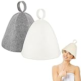 2 Stück Saunahut, Filz Saunakappe für Damen und Herren, Filzkappe Mütze...