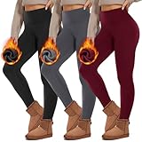 HIPOWER 3er Pack Thermo Leggings Damen Gefüttert Winter High Waist Fleece Warme...