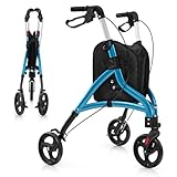 HOMASIS Rollator mit 3 Räder & Bremsen, Reiserollator faltbar & leicht,...