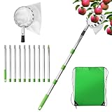 4 Meter Obstpflücker Mit Teleskopstiel mit Edelstahlstange und Baumwollbeutel,...