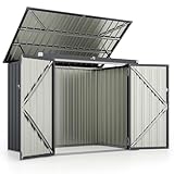 COSTWAY Mülltonnenbox für 2 Mülltonnen, Müllbox aus verzinktem Metall,...