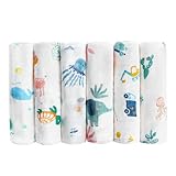 Maliton 6 Stück Baby Mullwindeln Spucktücher, 70x70cm Moltontücher Baby 100%...
