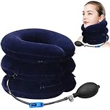 Cervical Neck Traction Device, Verstellbares Nackenmassagegerät, Marineblau...