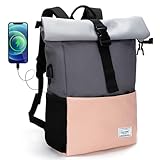 MoFut Rucksack Damen Groß Schulrucksack viele Fächer mit 15,6' Laptopfach,...