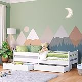 Bellabino Kuru Kinderbett 90x200 cm – Jugendbett mit 2 Schubladen - Kinder...