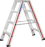 Hymer Stufenstehleiter (Aluminium, 8 cm Stufentiefe, beidseitig begehbar, Gelenk...